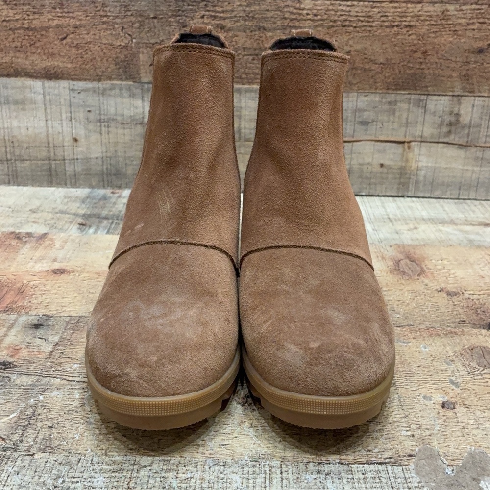 Sorel Boots Womens Size 8 39 Brown Suede Ankle Chelsea Wedge Pull On NL3876-242 - Picture 2 of 7